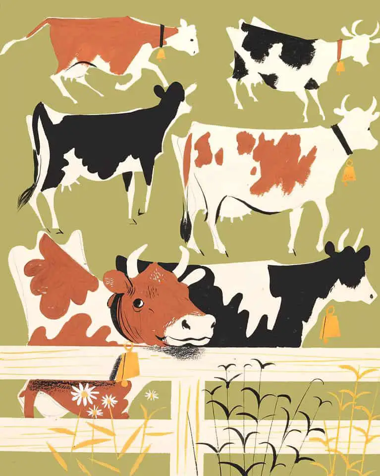 The Summer Noisy Book, Margaret Wise Brown, Illustrations by Leonard Weisgard. Harper, 1951 cows