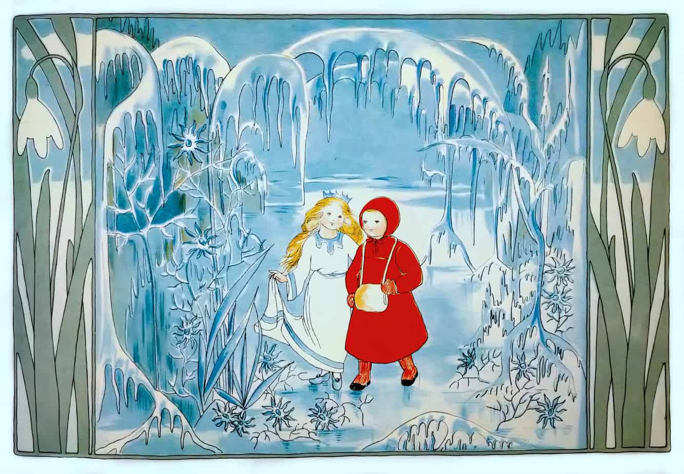 by Sybille von Olfers for The Story of the Snow Children (1906). (At first glance it may appear the kid is wearing a toilet roll. I believe it is a hand warmer.)