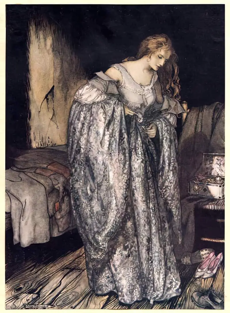 Arthur Rackham for the Grimm story 'The True Sweetheart' 1917