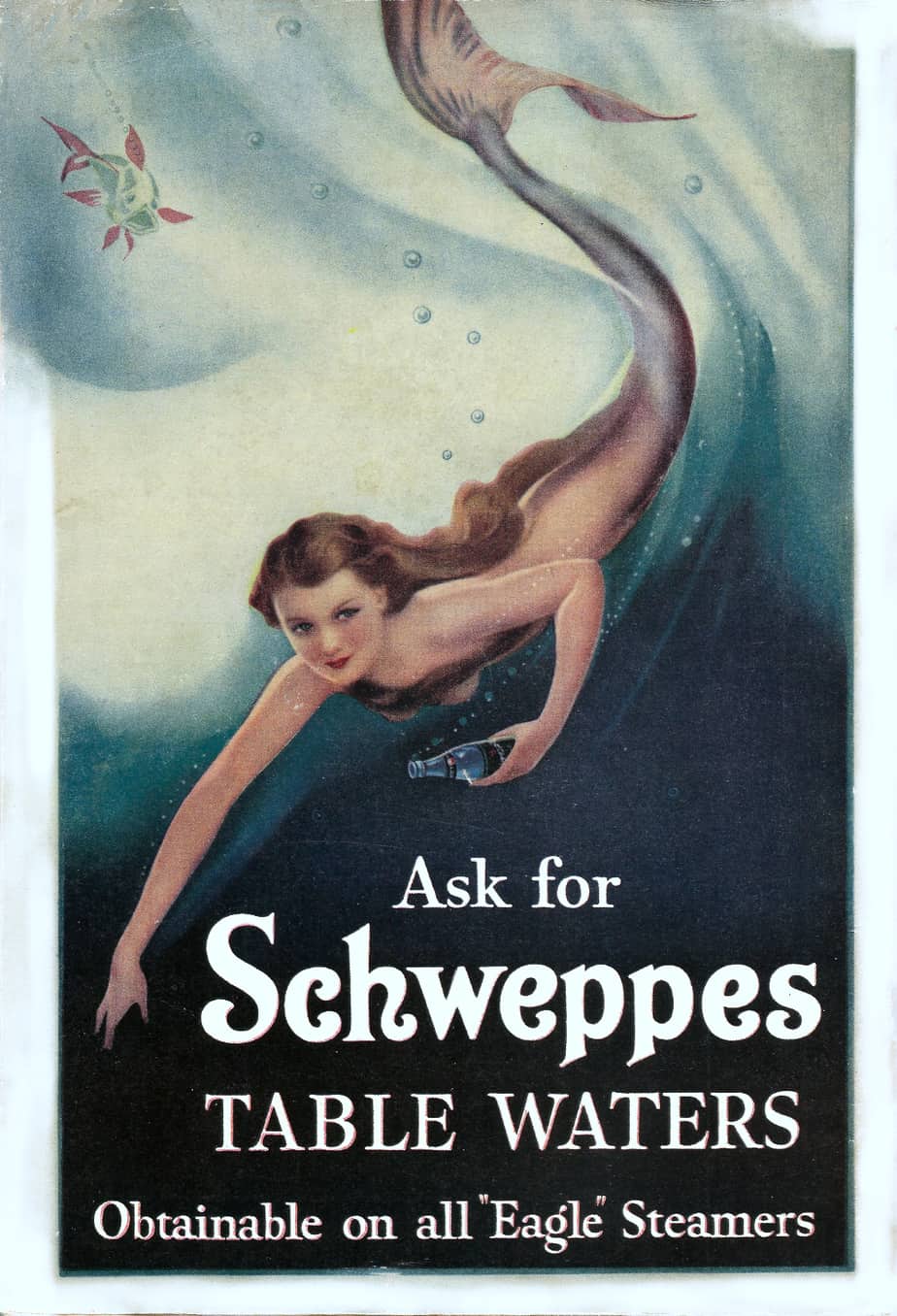 1937 Schweppes Table Waters advertisement with mermaid