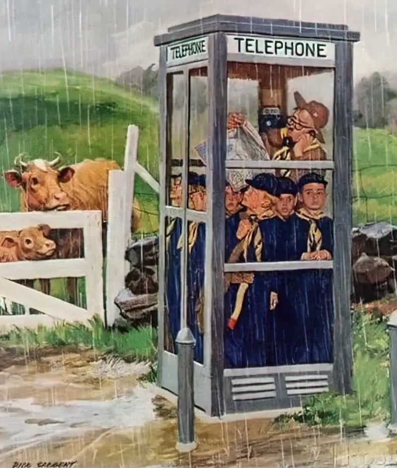 Cub Scouts in Phone Booth, August 26, 1961, by Richard Sargent