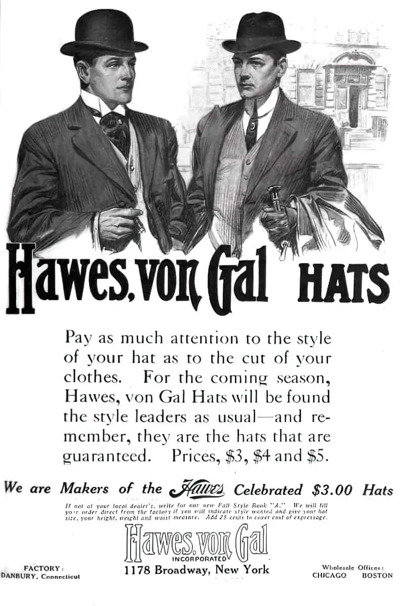 Men's hat advertisement 1909