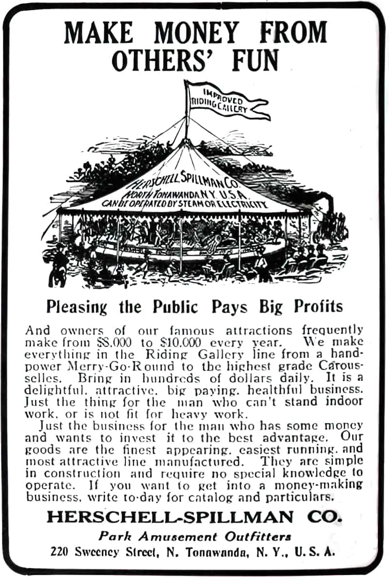 Merry-go-round advertisement 1909