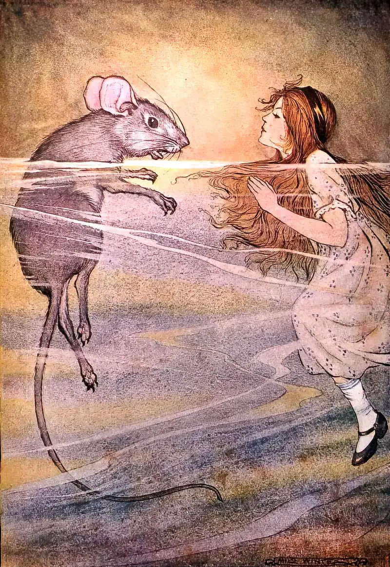 Milo Winter (1888–1956) O Mouse, do you know the way out of this pool, Alice in Wonderland, 1916