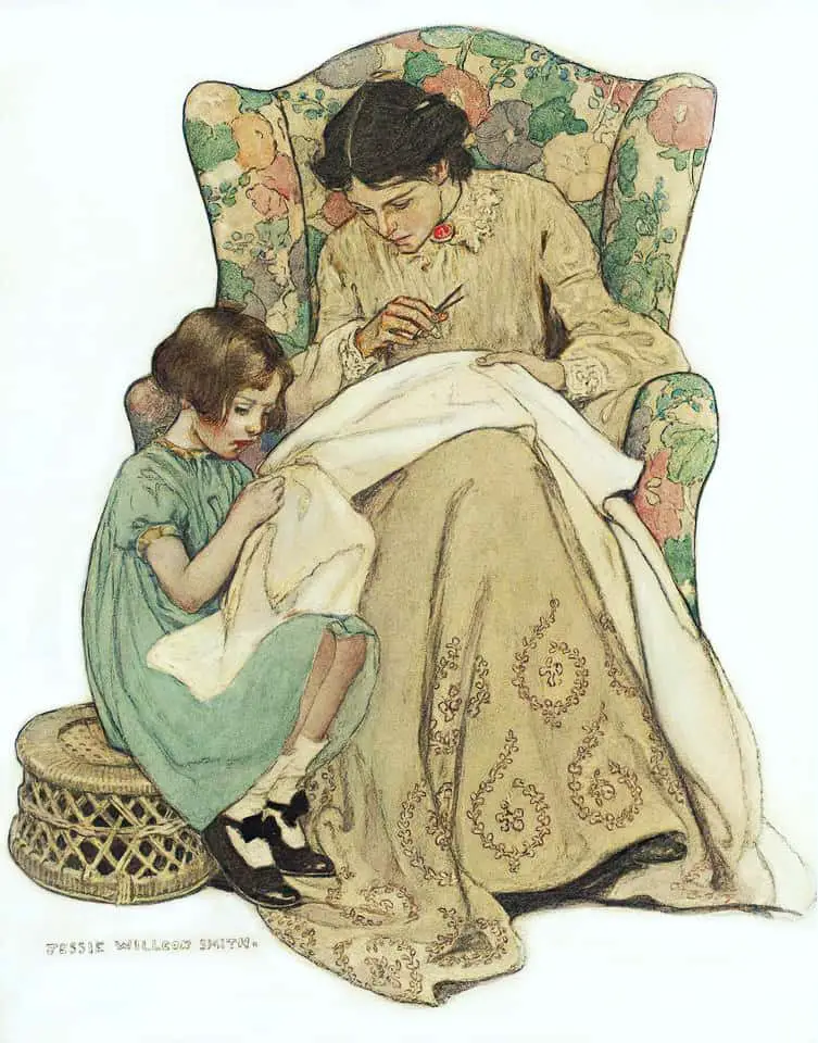 The Sewing Lesson, Jessie Willcox Smith, 1909