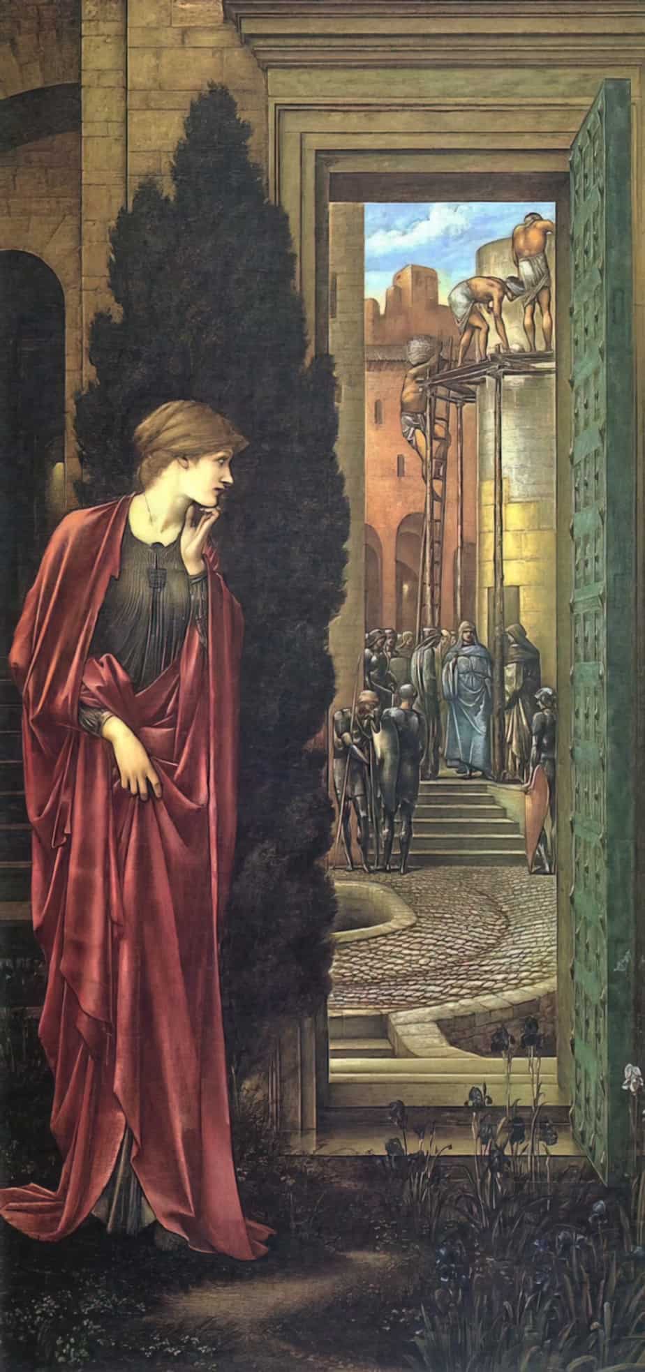 1887-88 Danaë and the Brazen Tower (aka The Tower of Brass), by artist Edward Burne-Jones.