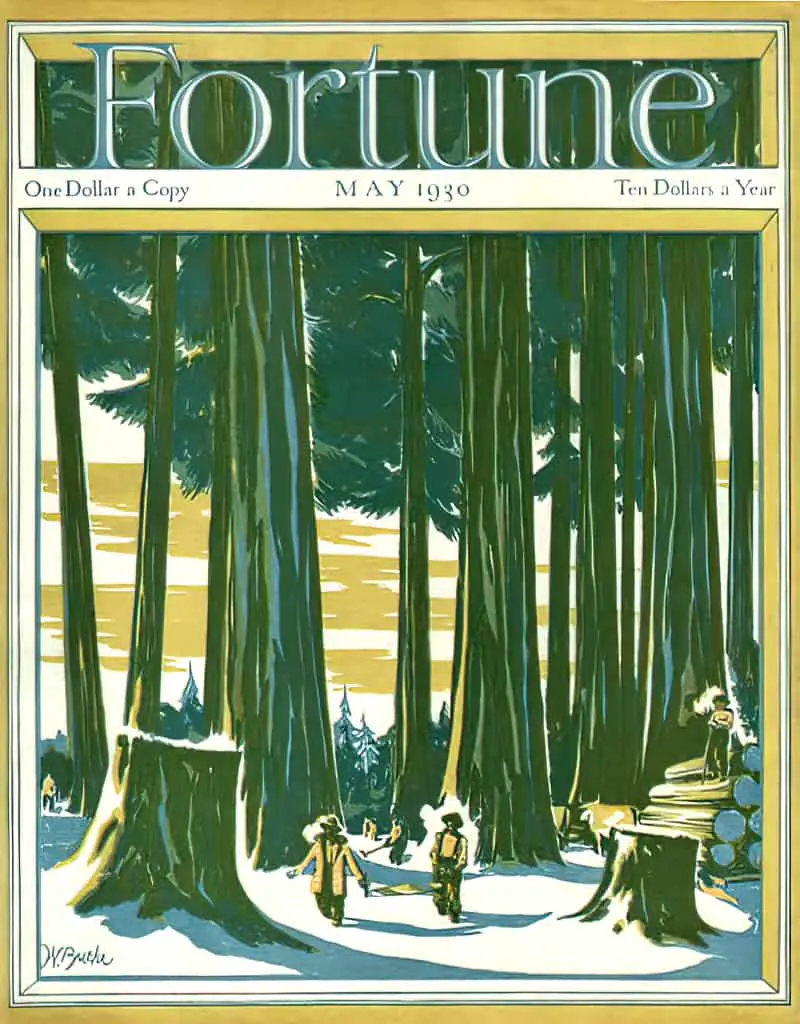 1930 May, cover by Walter Buehr, logging