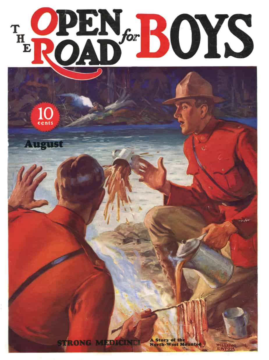 1932 The Open Road For Boys Magazine Story of Northwest Mounted Police cover art by William Eaton