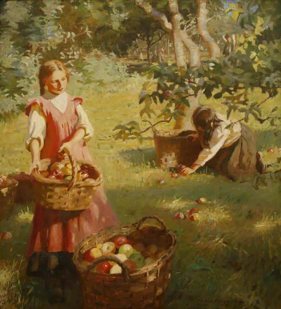 Apples (1912) [Cornwall] by Harold C. Harvey (English, 1874-1941)