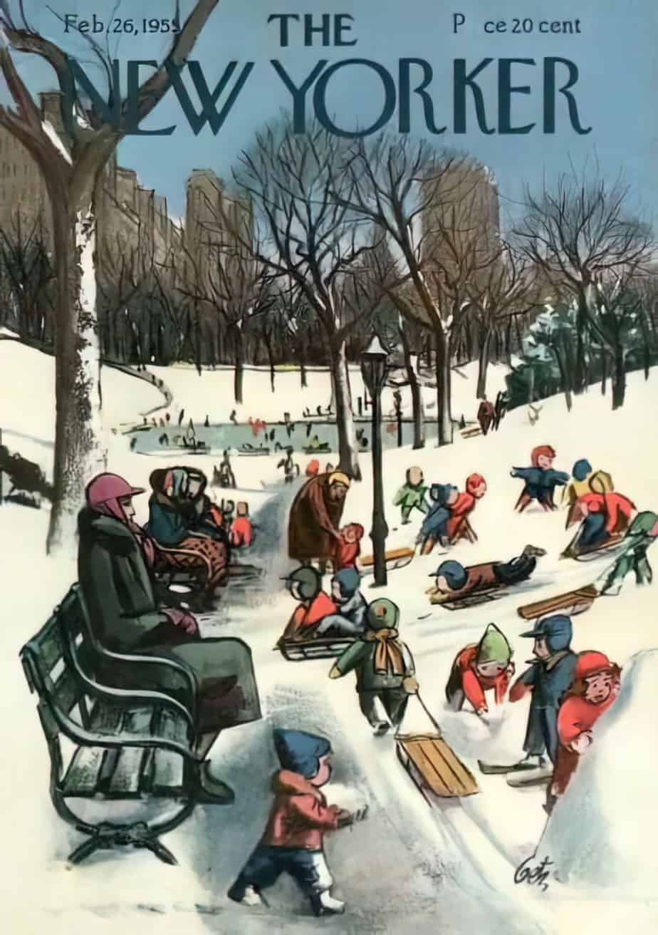 Arthur Getz (1913 - 1996), sledding 1955