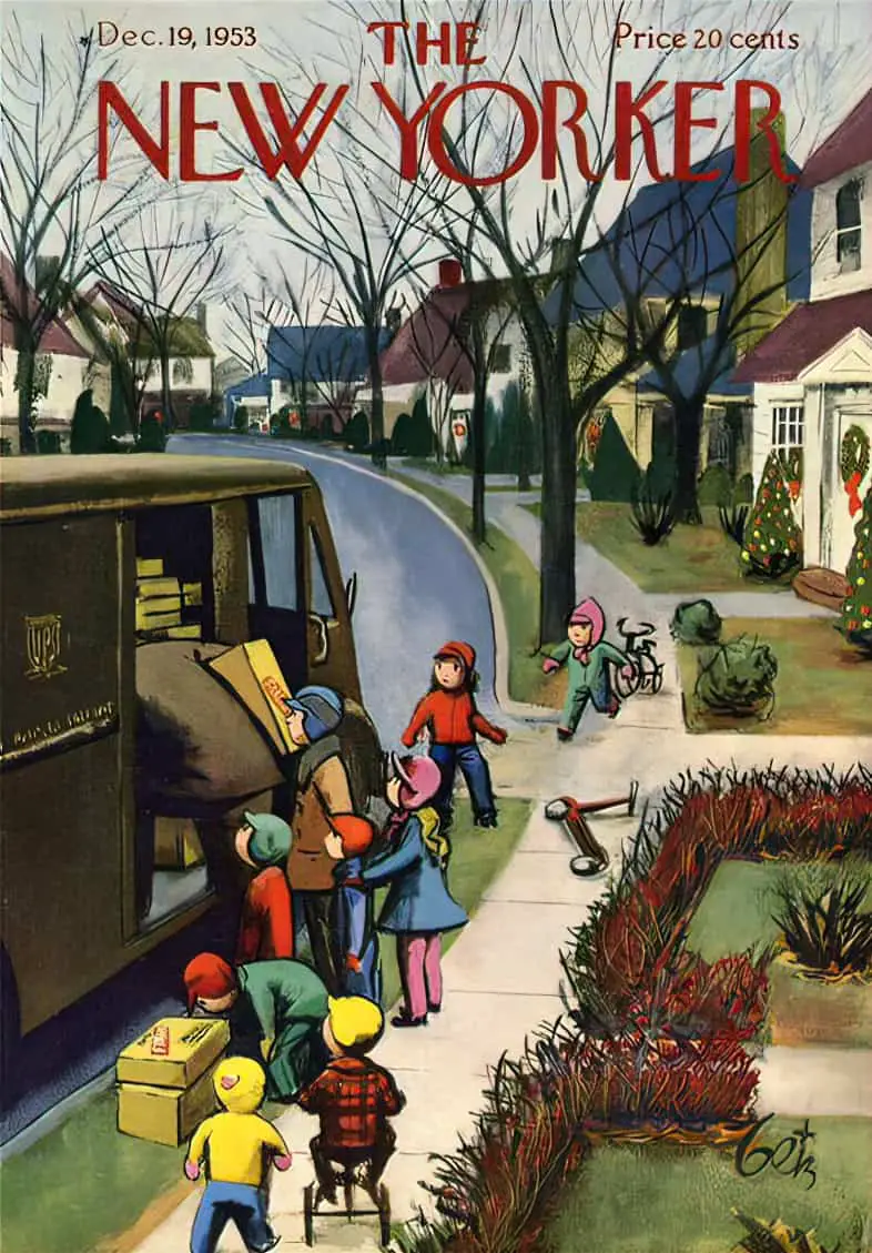 Arthur Getz, 1953 The New Yorker 1953 Christmas gifts arrive