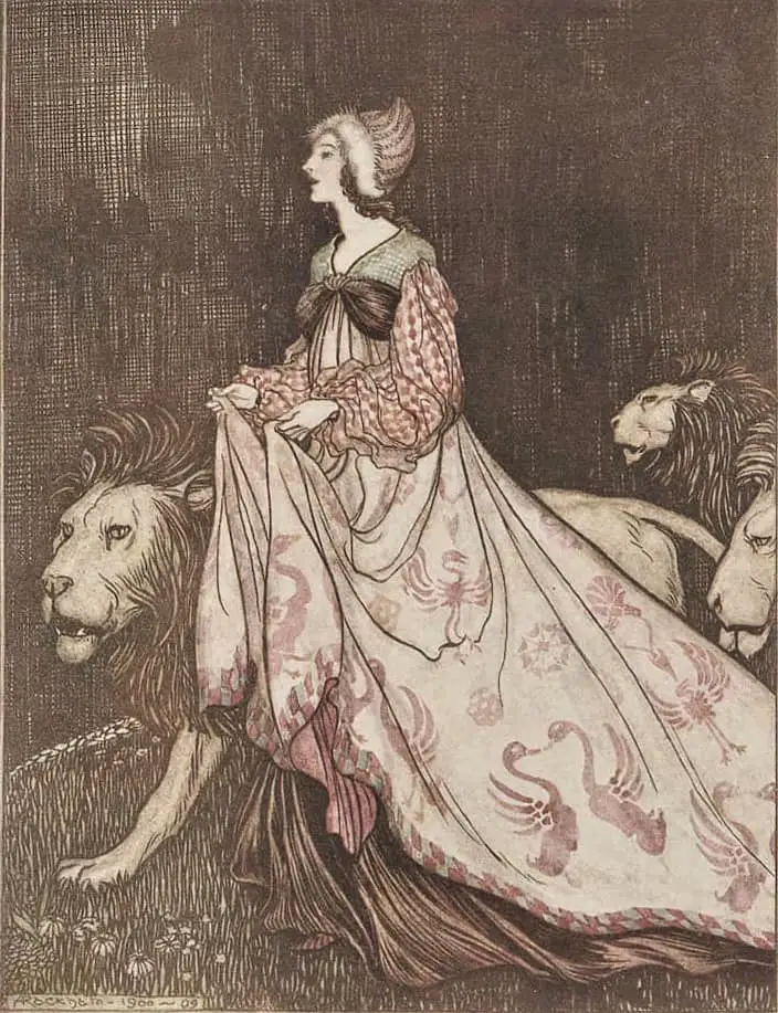 Arthur Rackham lionness woman