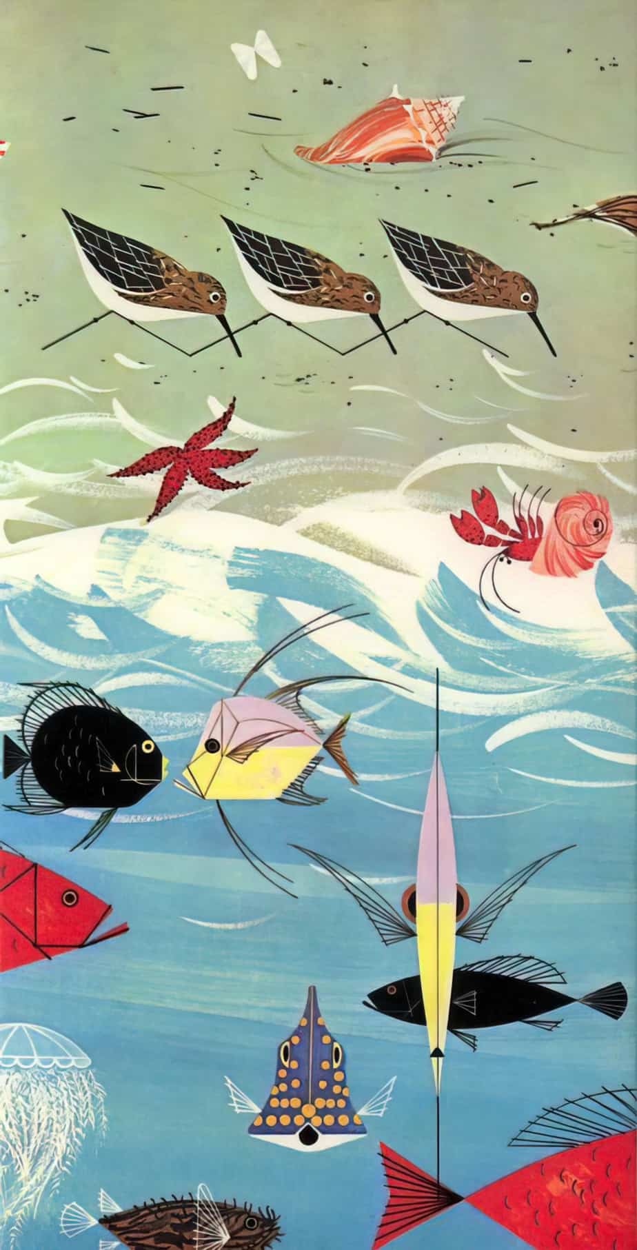 Charley Harper, illustration from The Golden Book of Biology, 1961 fish