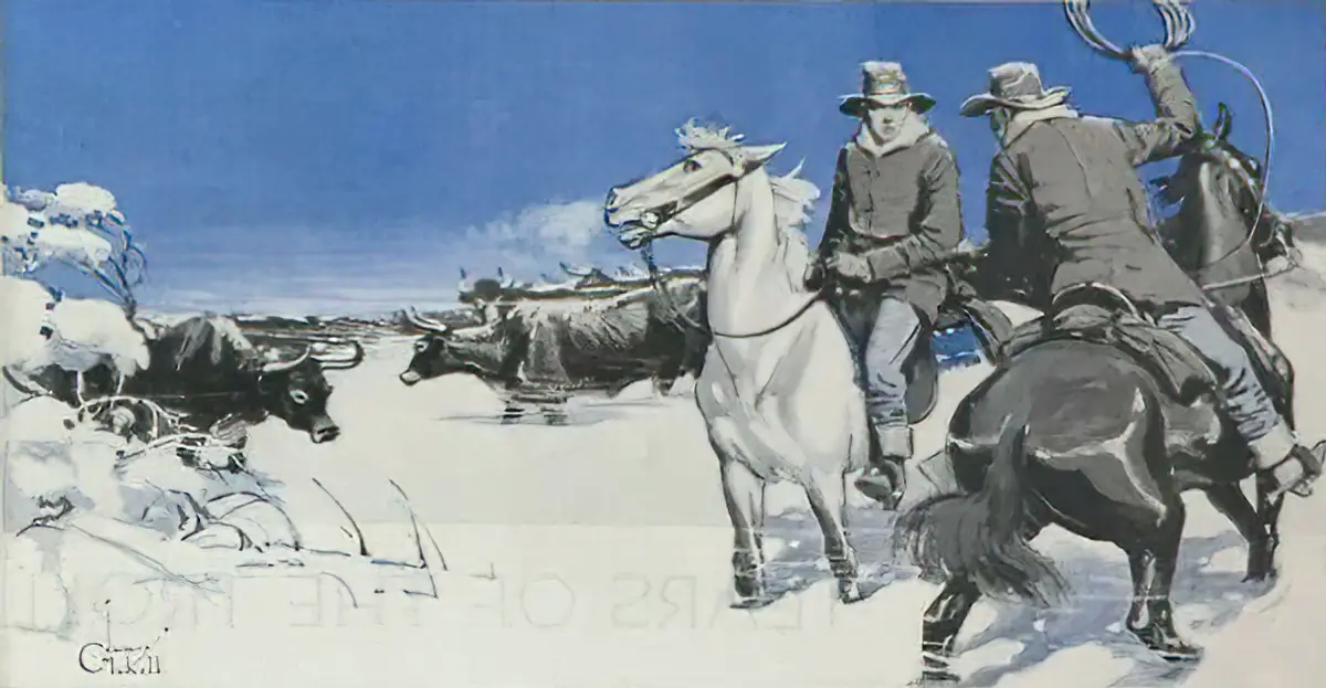 Christmas Issue Vintage 1936 Country Gentleman Magazine December, cowboys in snow