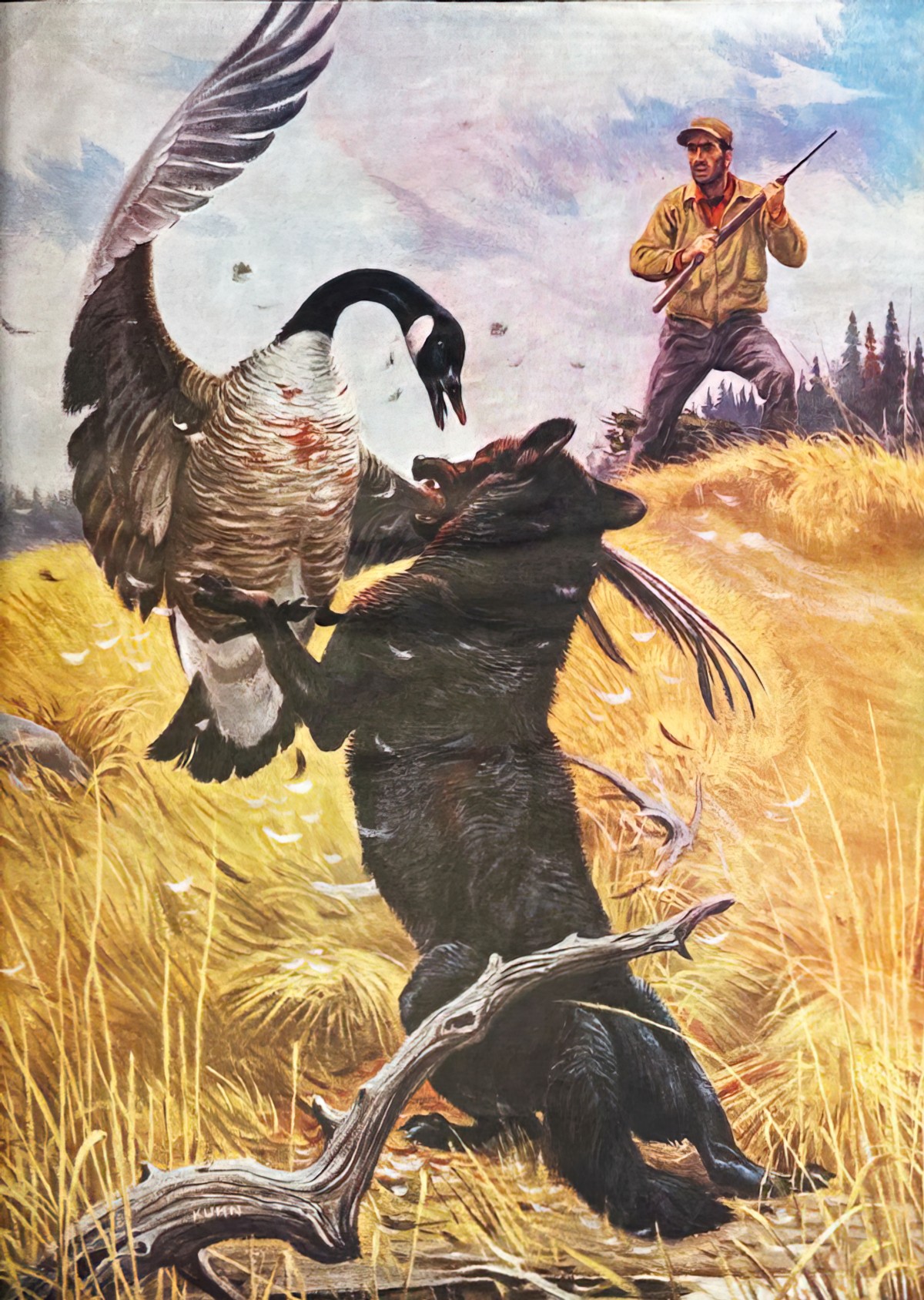 Country Gentleman Magazine August 1952  illustration for 'Kirby's Gander'