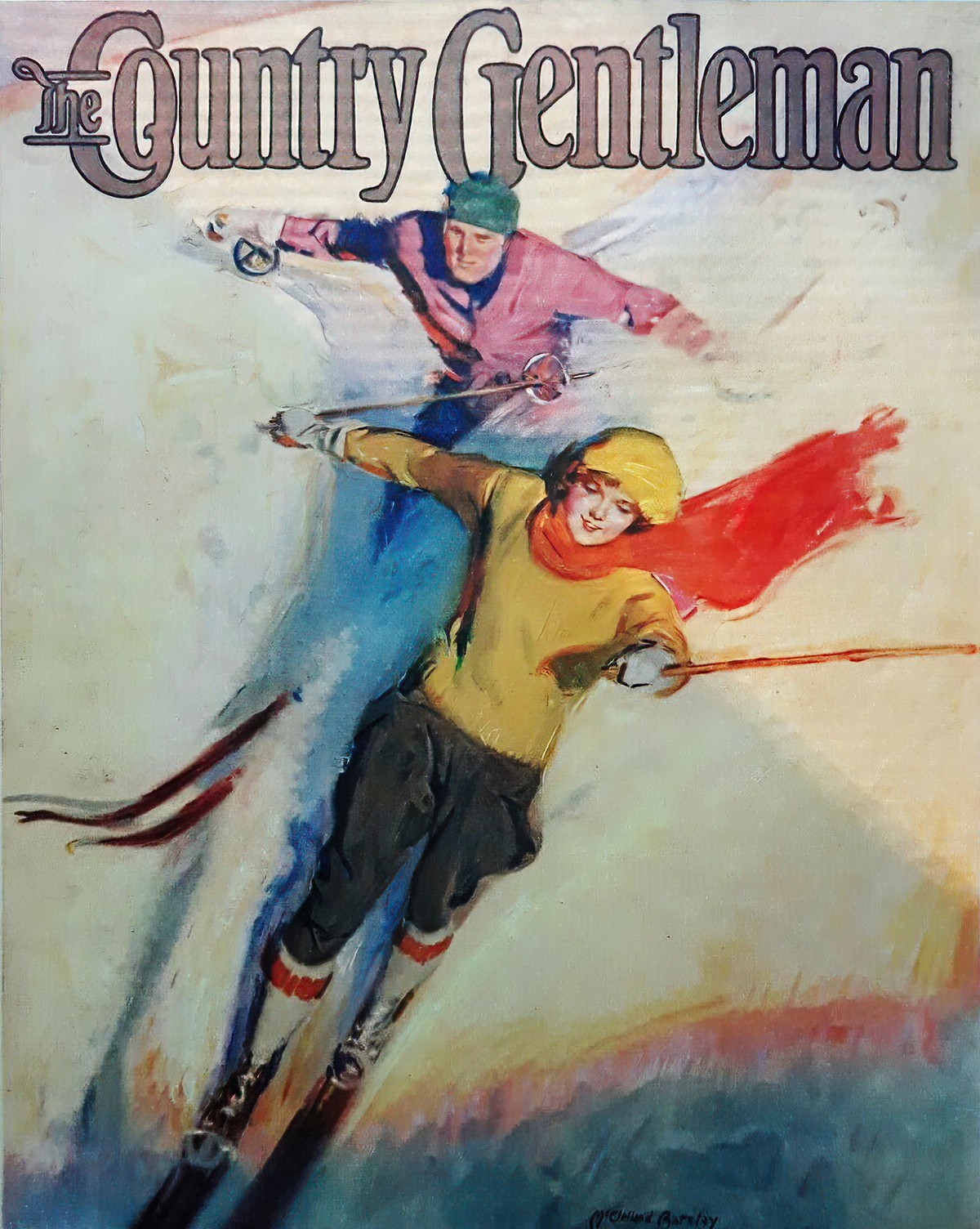 Country Gentleman Magazine Jan 1927 couple skiing