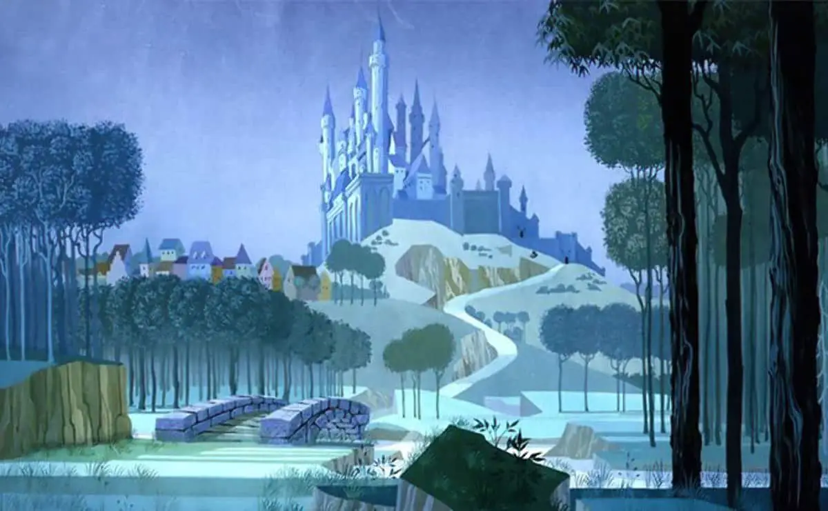 Eyvind Earle (1916 - 2000) 1959 background illustration for Sleeping Beauty