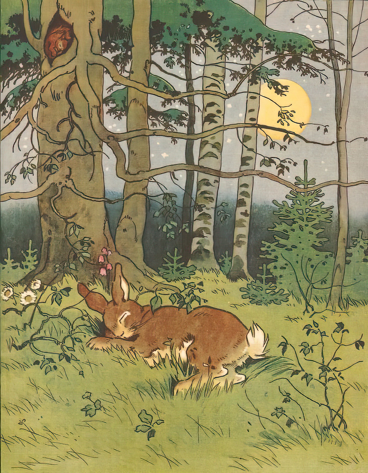 Fritz Baumgarten (1883-1966), Easter Bunny card. Someone's not getting their eggs delivered tonight. Or maybe bunny's exhausted from delivering all those eggs the night before?
