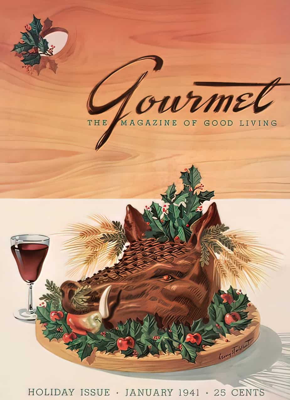 Gourmet Magazine Christmas 1941 pig's head