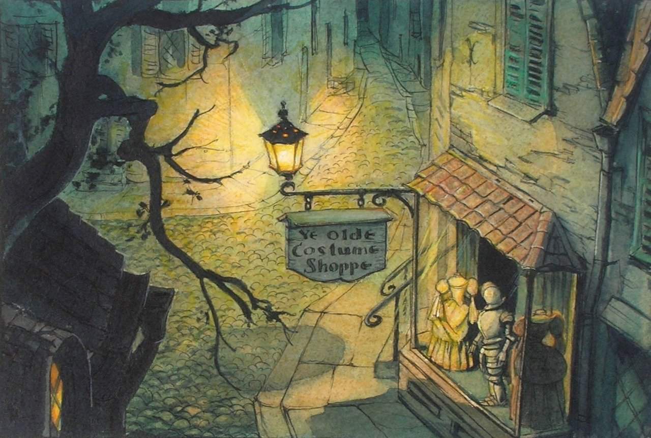 Gustaf Tenggren’s (concept) art for Disney Ye Olde Costume Shoppe