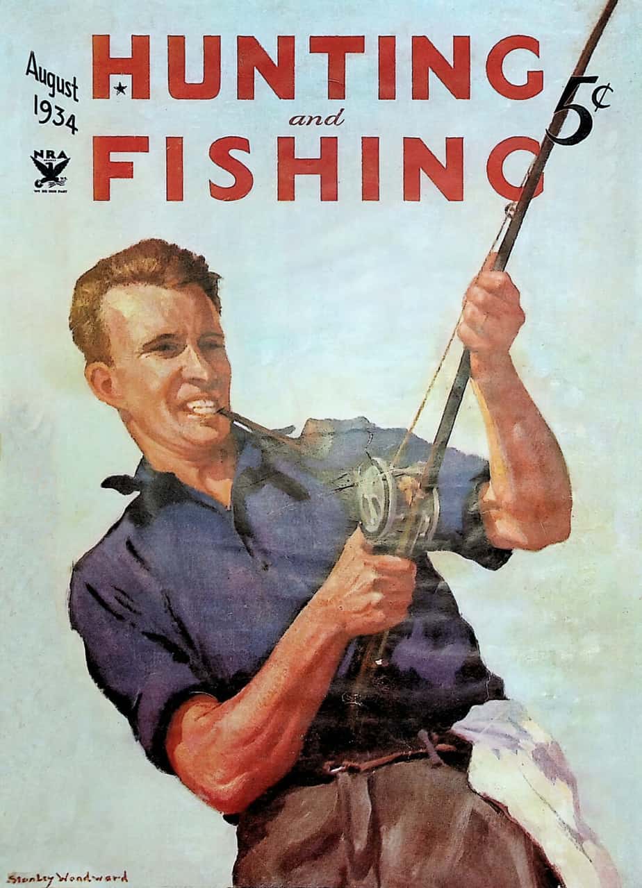 Hunting & Fishing Magazine August 1934 cover art by Stanley Woodward