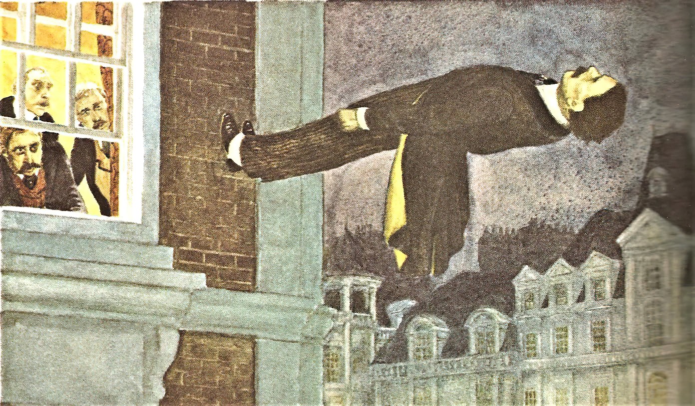 Levitation, an illustration by Alan Lee, from THE GOLDEN BOOK OF THE MYSTERIOUS (1976 kids' book by Jane Werner Watson & Sol Chaneles)