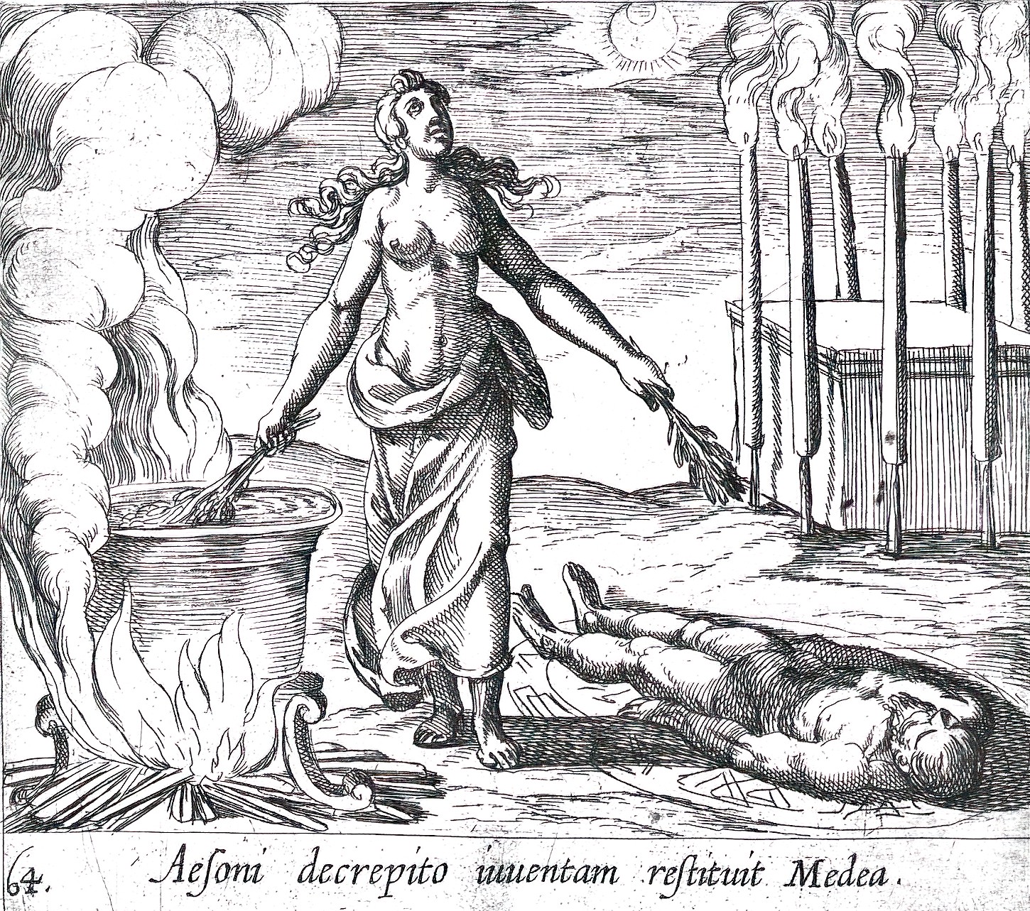 Medea herstelt de jeugd van Aeson, Antonio Tempesta, 1606-cauldron