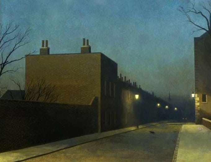 'Moonlight, Dovehouse Street, Chelsea.' (1928) Algernon Newton
