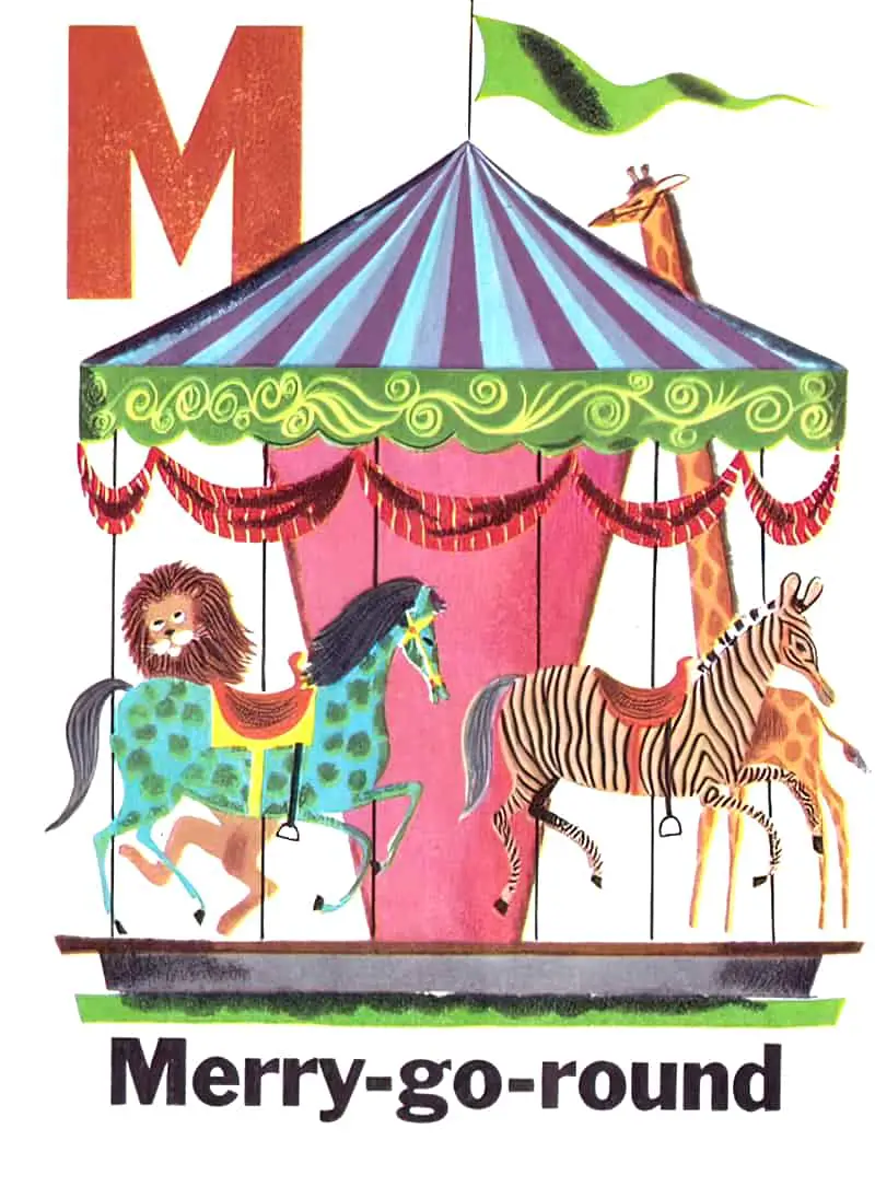 My ABC Book written & illustrated by Art Seiden (1953) merry go round
