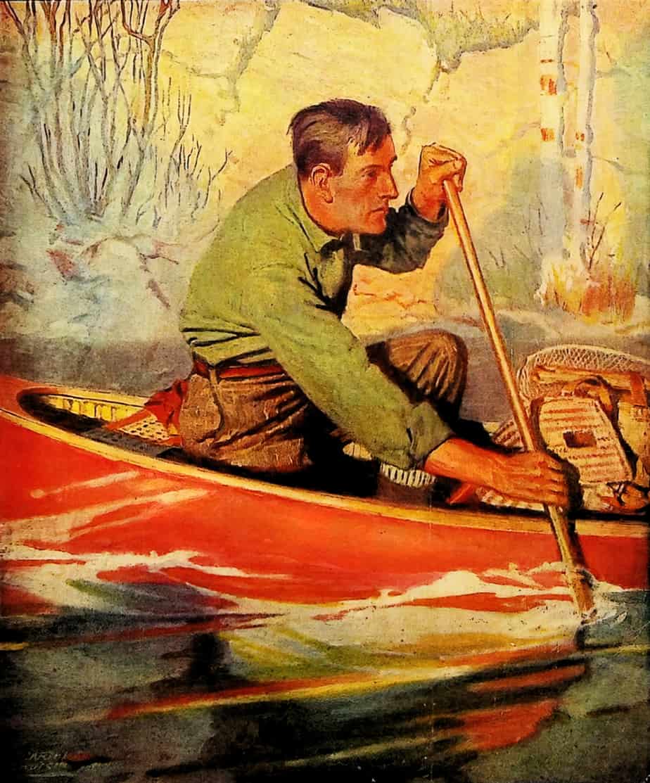National Sportsman Magazine April 1927. One white guy fishing in a kayak.