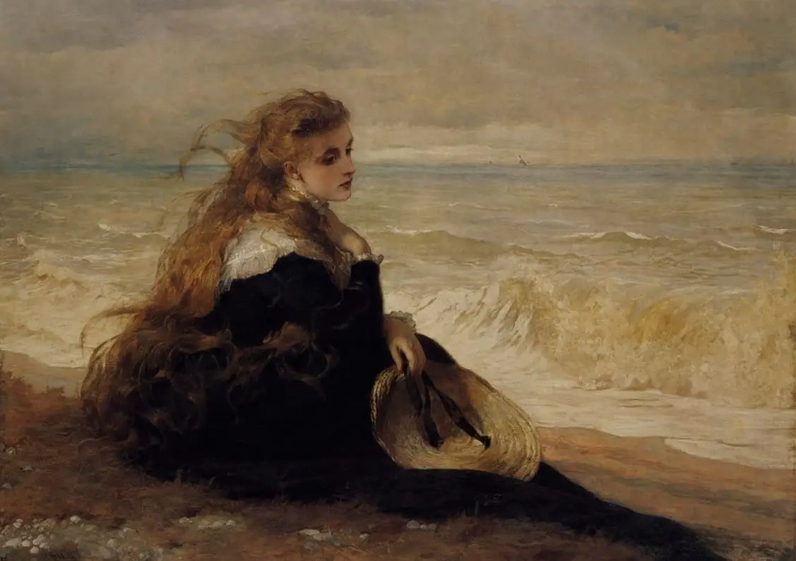 On the Seashore (1879) by George Elgar Hick (English, 1824-1914)