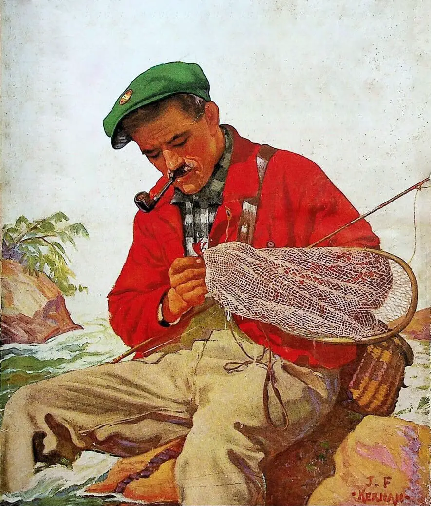 Outdoor Life April 1935 fishing art by J.K. Kernan