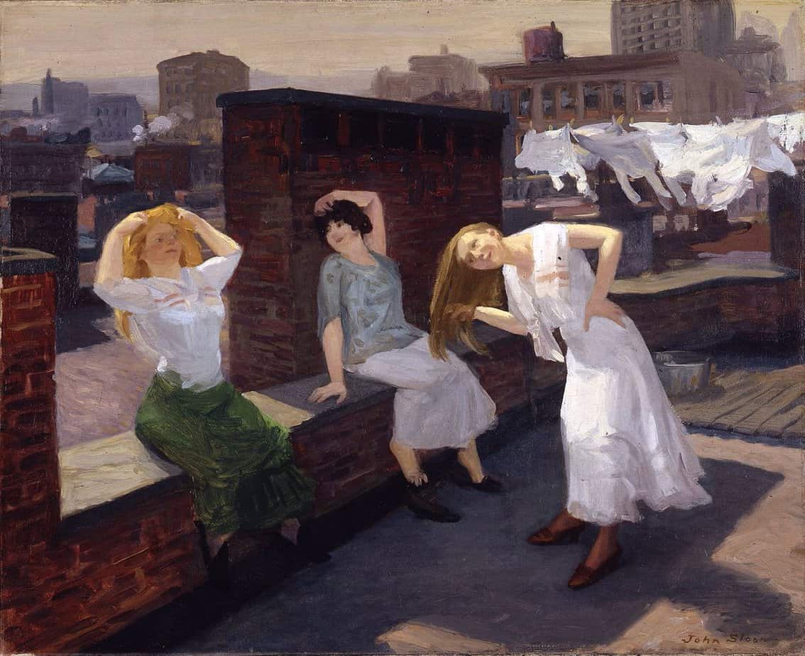 Sunday, Women Drying Their Hair (1912) by John French Sloan (1871-1951)