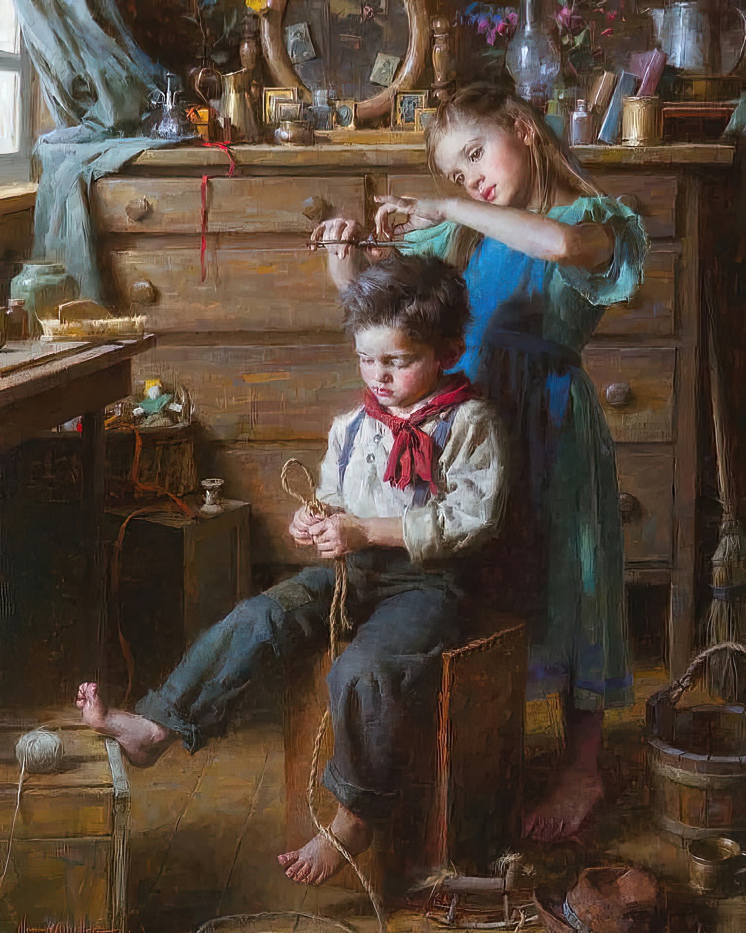 The Barbershop by Morgan Weistling (American 1964)