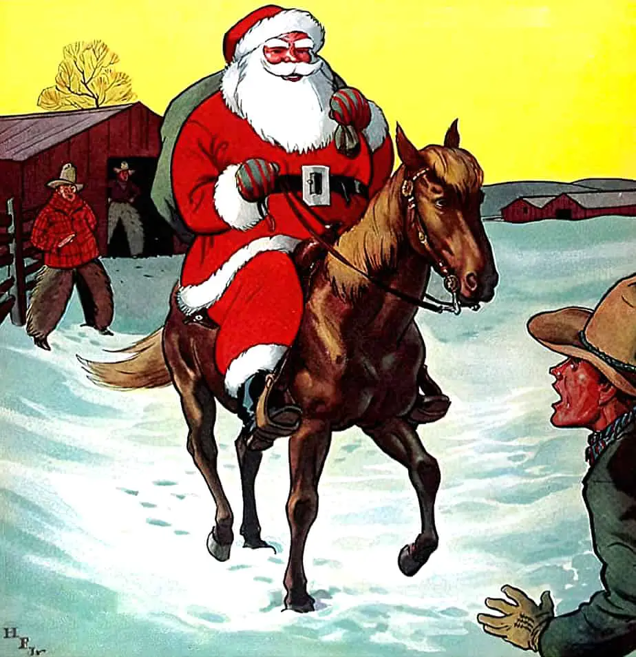 The Open Road For Boys Magazine cover art Santa on a horse