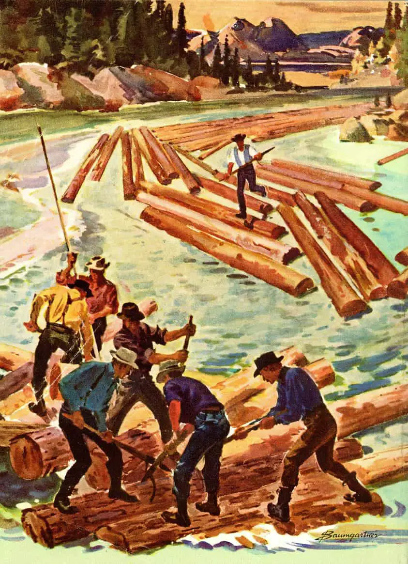 Warren Baumgartner (1894–1963) 'Logging'  cover for the May 1954 Reader’s Digest