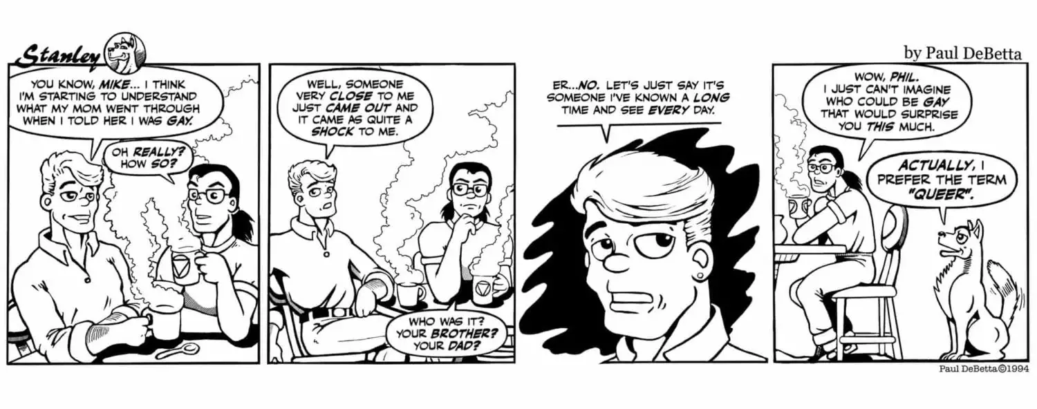 Stanley comic strip from 1994 using the word queer