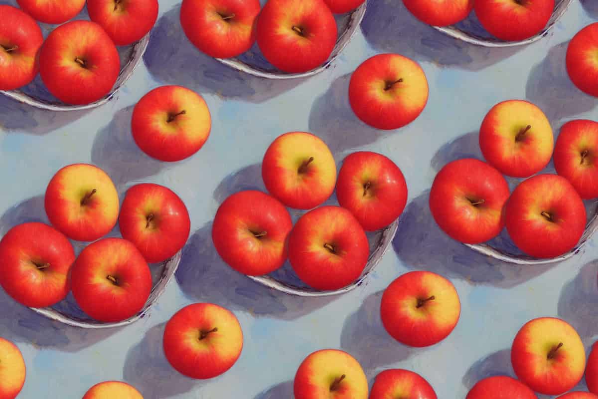 red delicious apples seamless pattern made with stable diffusion and affinity design